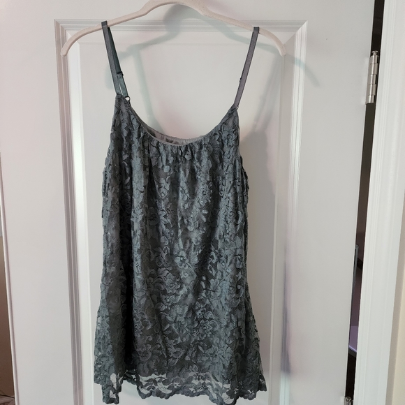 Bobeau Gray Lace Tank Top XL - Picture 3 of 7